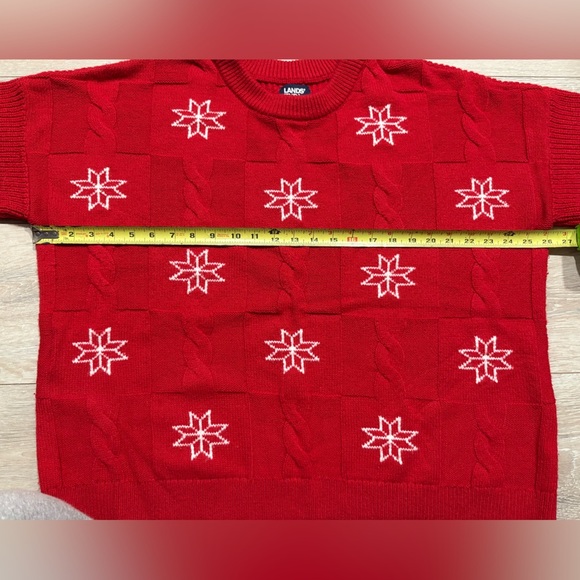 Lands’ End Cable Knit Holiday Sweater – Size L – Red - Picture 4 of 9